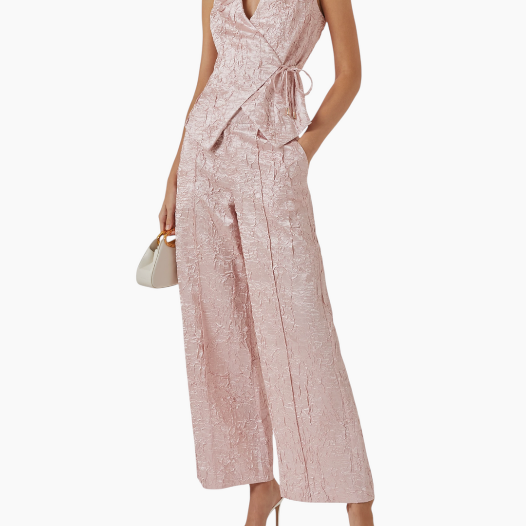 Elliatt Joesphine Top &amp; Pants Set in Embossed Satin 2 Pcs