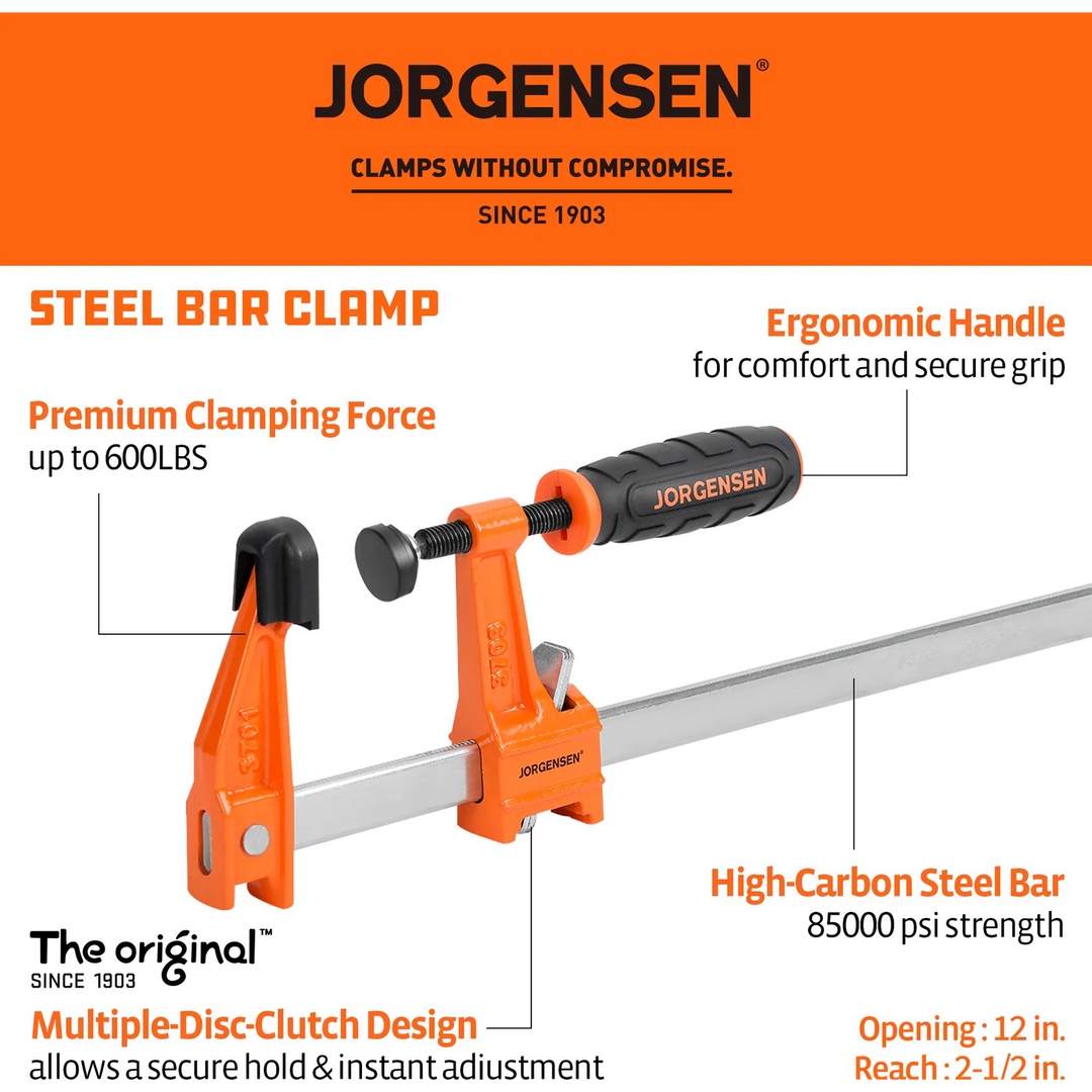 Jorgensen Medium Duty Steel Bar Clamp