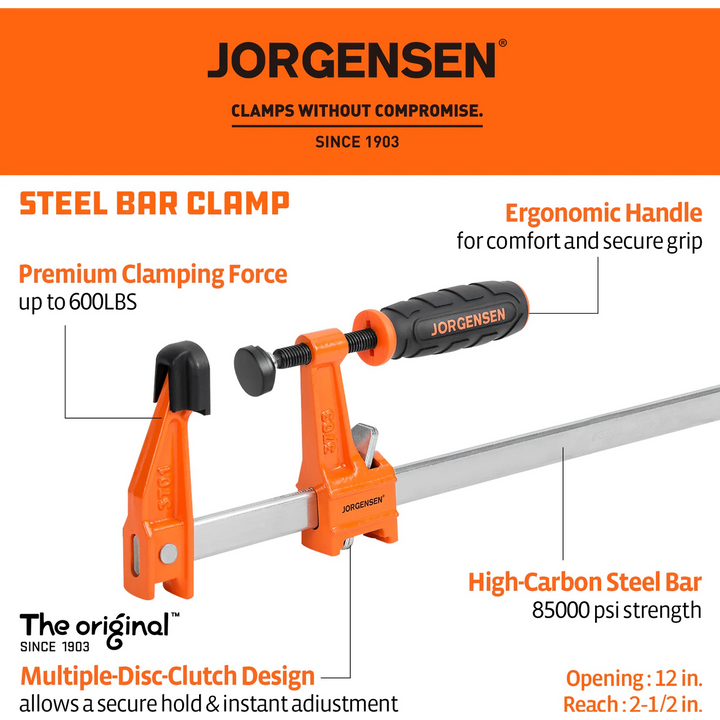 Jorgensen Medium Duty Steel Bar Clamp