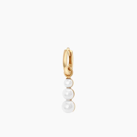Joy Jewels Three Pearls Drop Huggie Hoop Pair