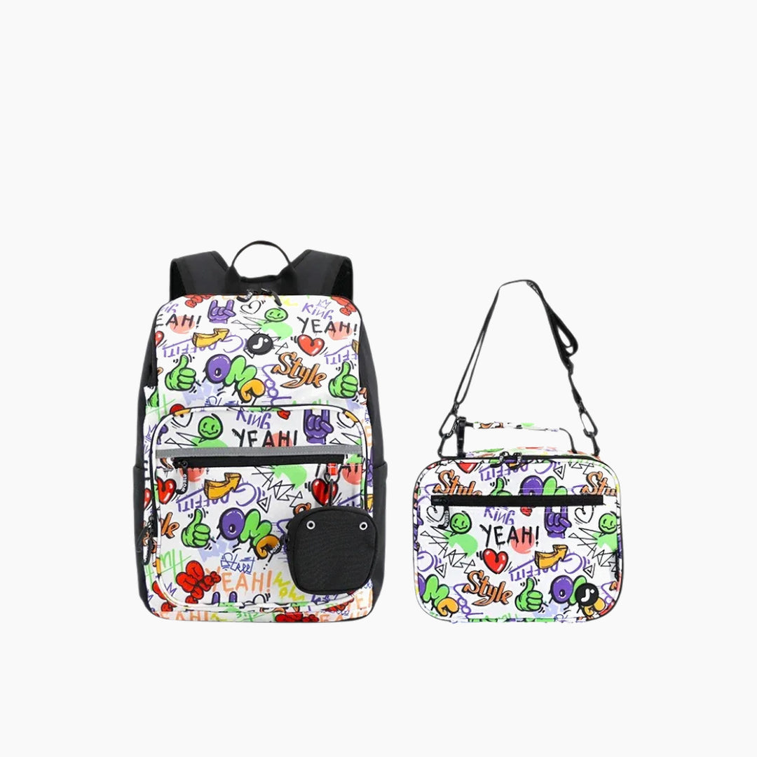 J WORLD Junior Backpack With Lunch Box For School