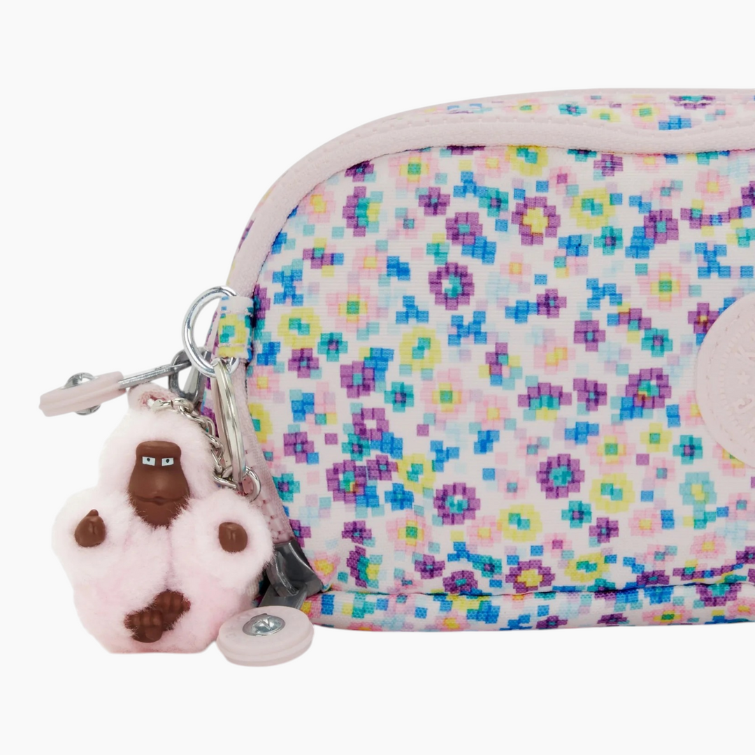 Kipling Gitroy pen case with zipped main and two 16-pen loop compartments.