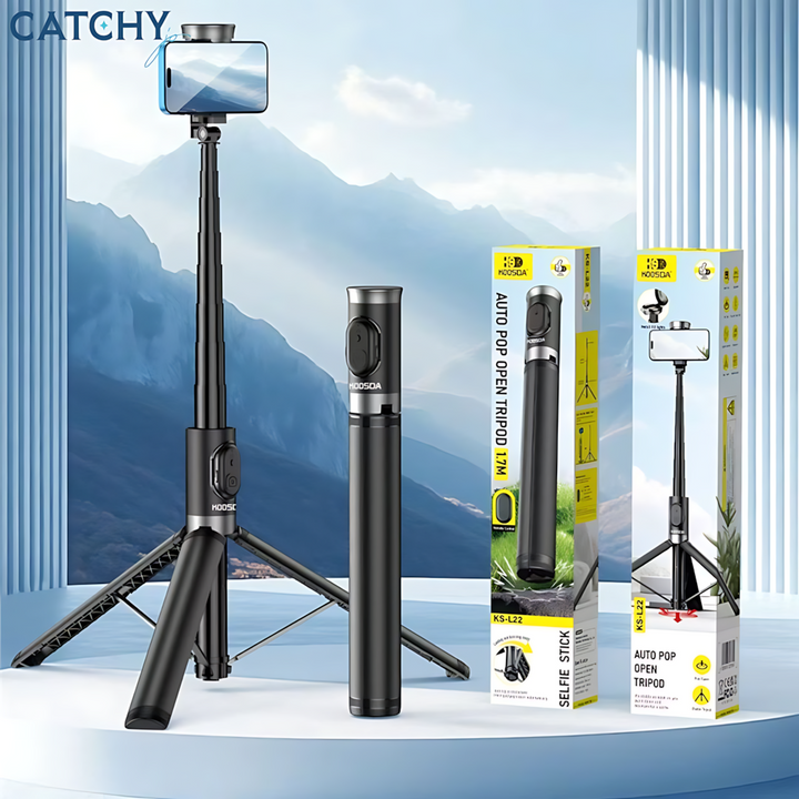 KS-L22 anti-shake tripod selfie stick with automatic bounce-off functionality