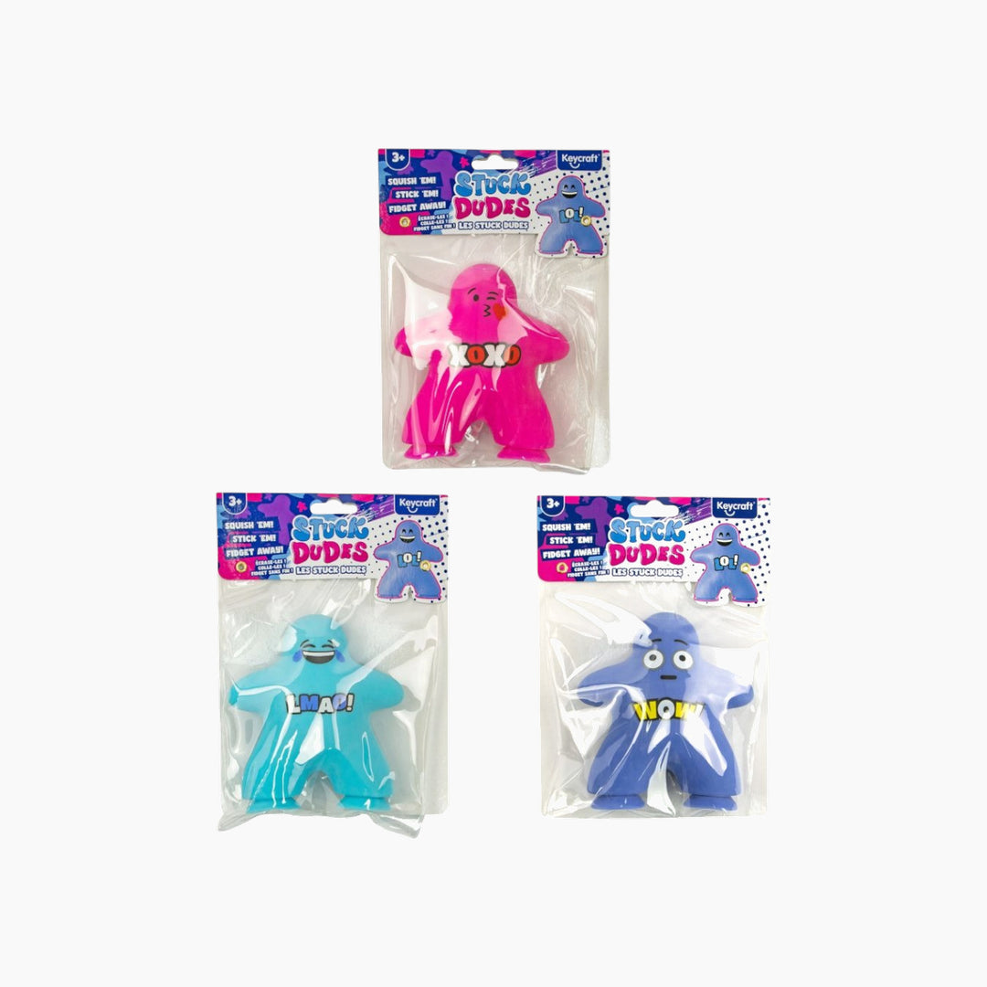 Keycraft Stuck Dudes suction toy set of 3 silicone characters