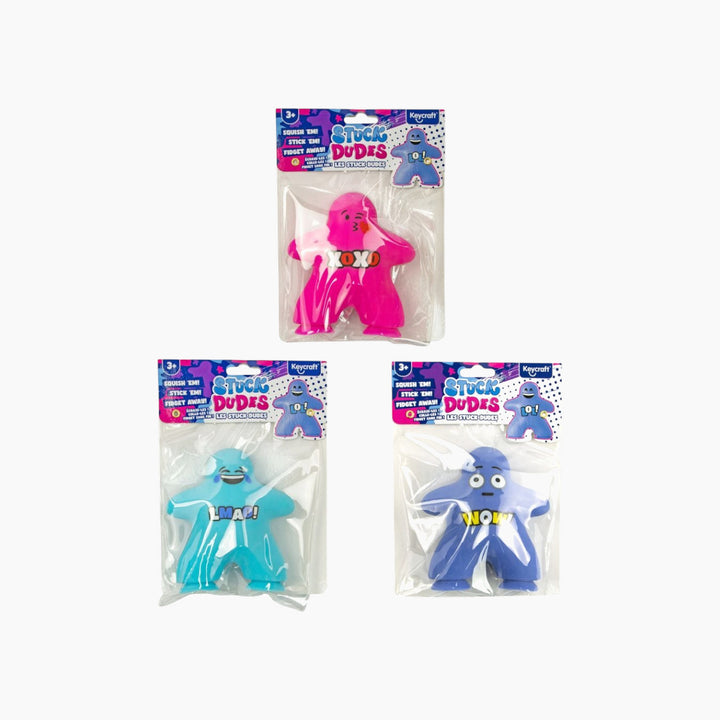 Keycraft Stuck Dudes suction toy set of 3 silicone characters