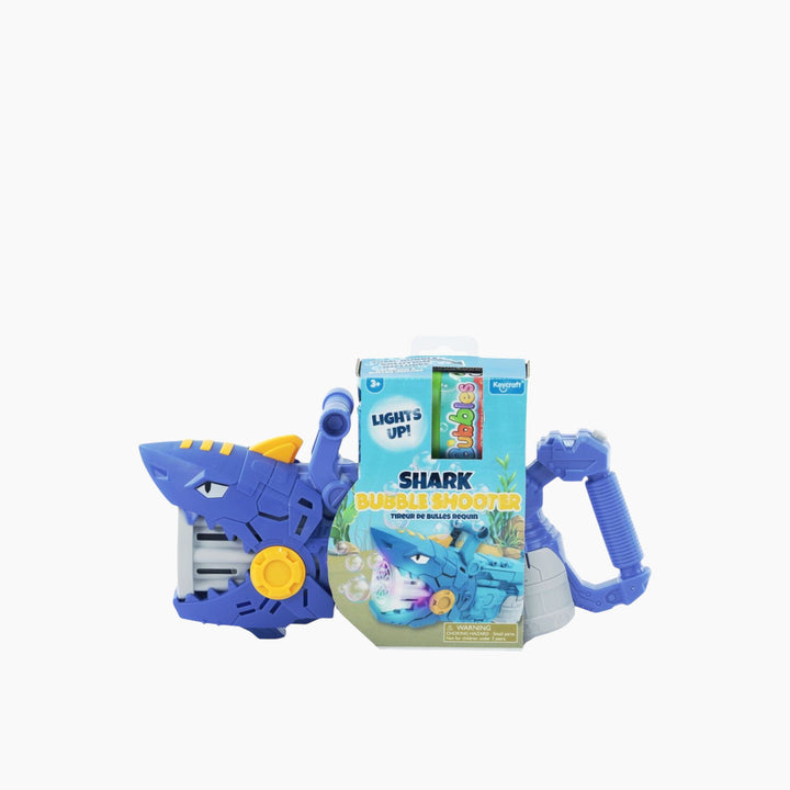 Keycraft bubble gun, shark-themed automatic bubble machine