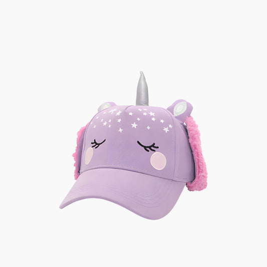 Kids 3D Winter Cap with Ear Flaps - Unicorn