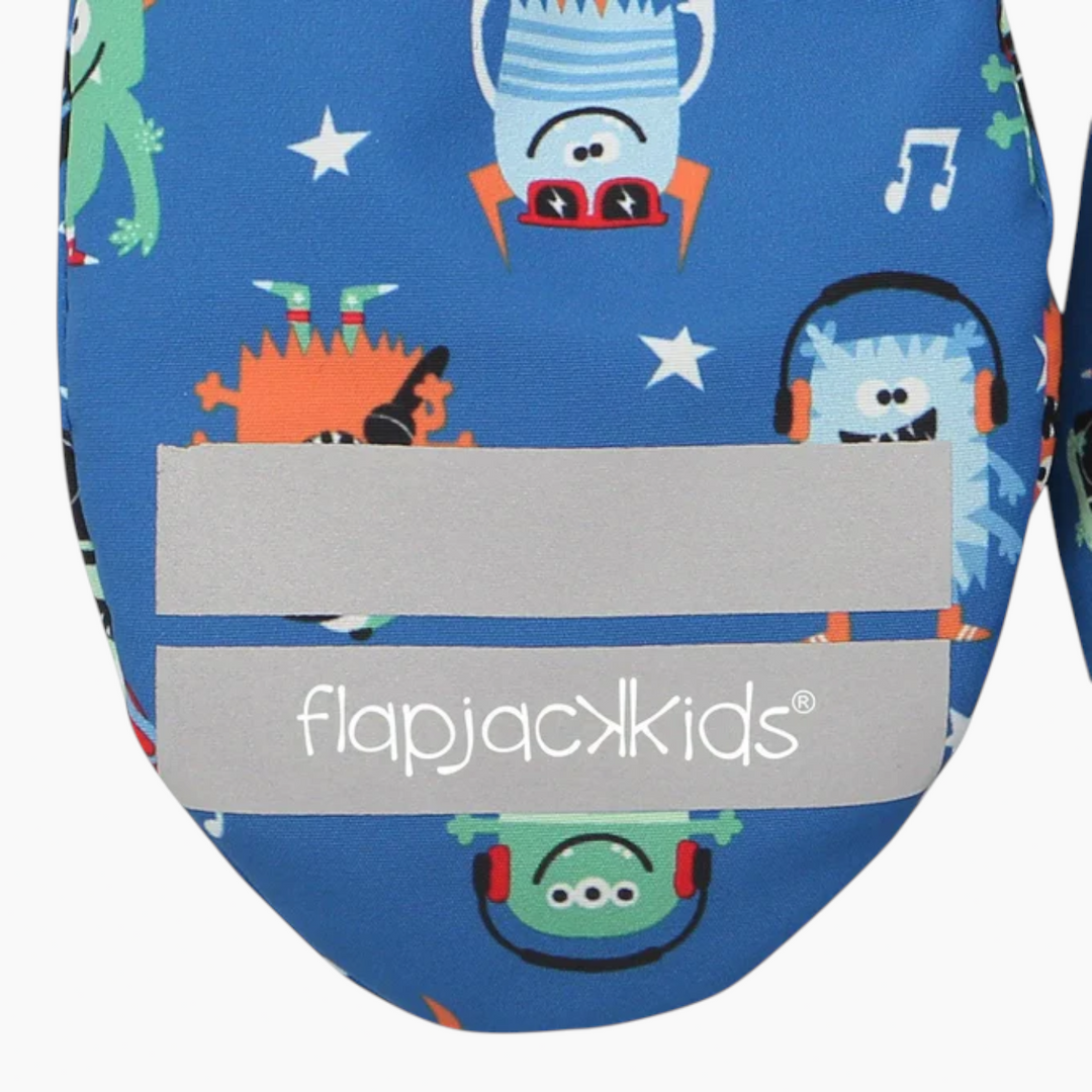 FlapJack Kids ski mittens with monster design