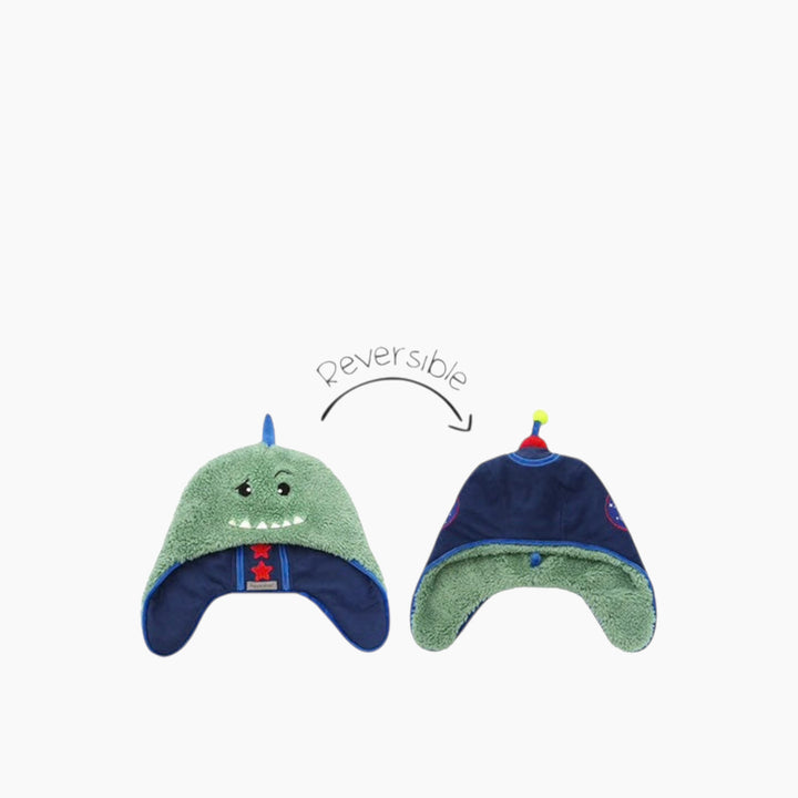 Flap Jack Kids &amp; Baby Reversible Sherpa Hat - Dinosaur &amp; Astronaut