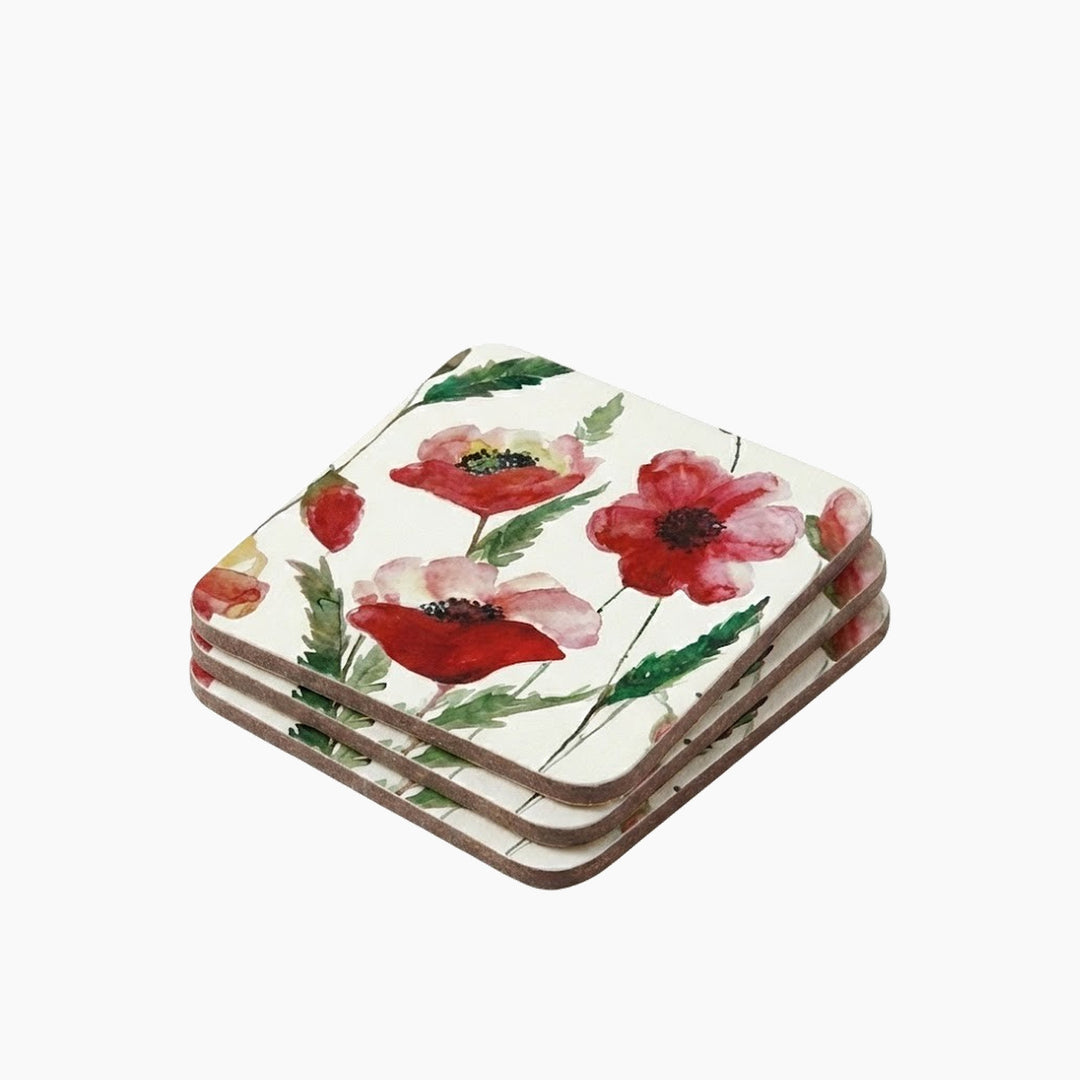 Kitchencraft Watercolour Poppy Coasters