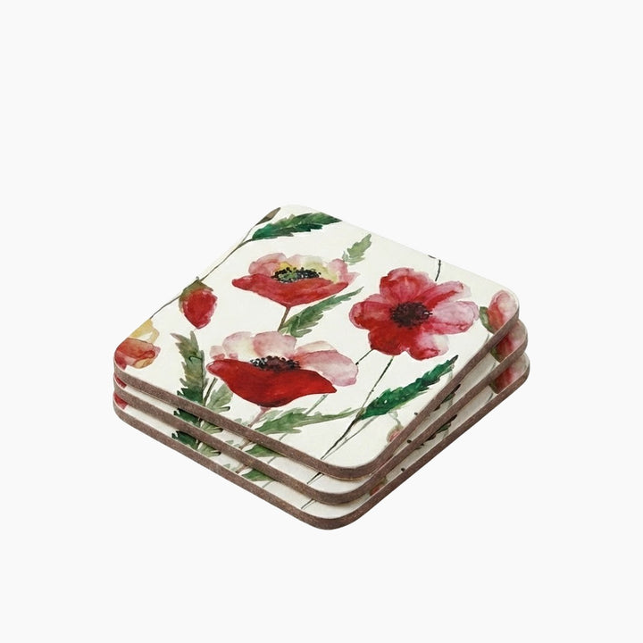 Kitchencraft Watercolour Poppy Coasters