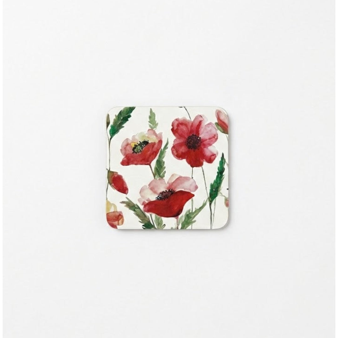 Kitchencraft Watercolour Poppy Coasters