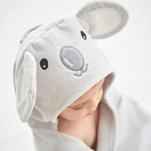 Baby bath wrap with koala face and tail
