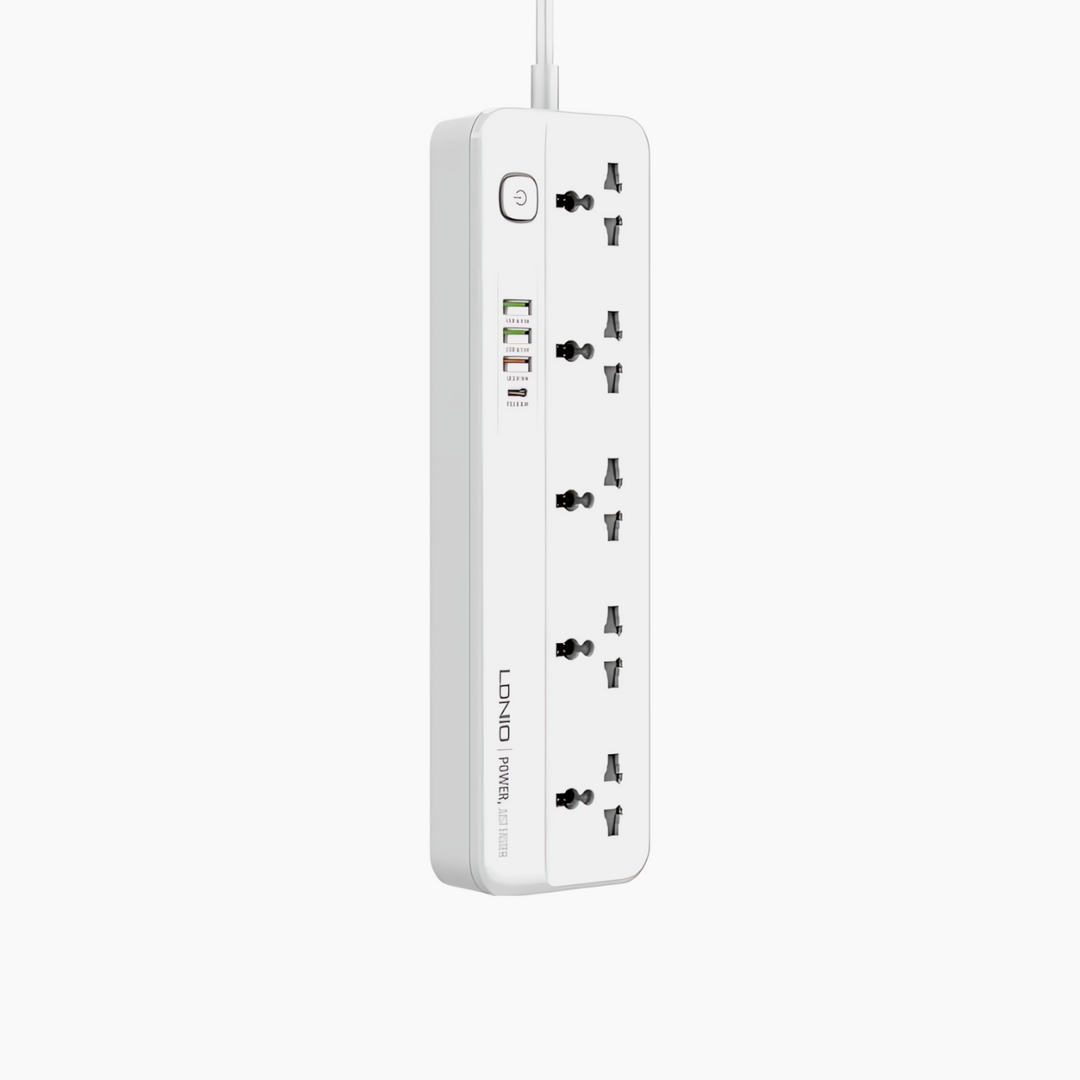 LDNIO SC5415 power strip with 5 universal AC outlets and 2 USB-A ports