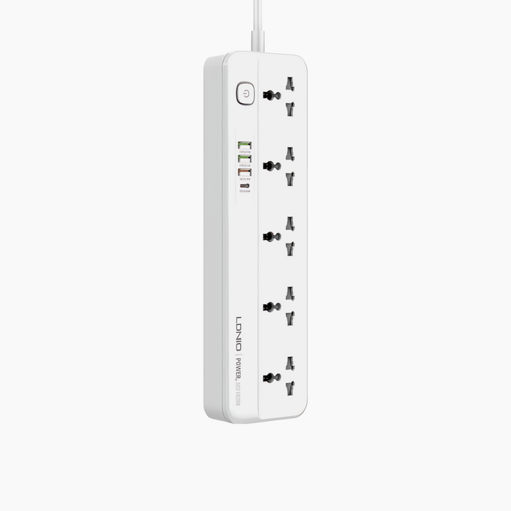 LDNIO SC5415 power strip with 5 universal AC outlets and 2 USB-A ports