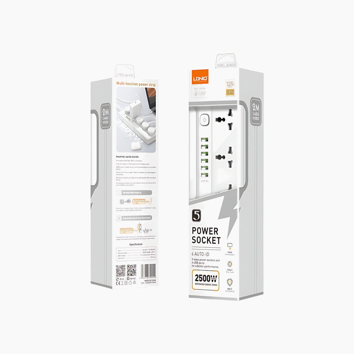 LDNIO SC5614 power strip with 5 universal AC outlets