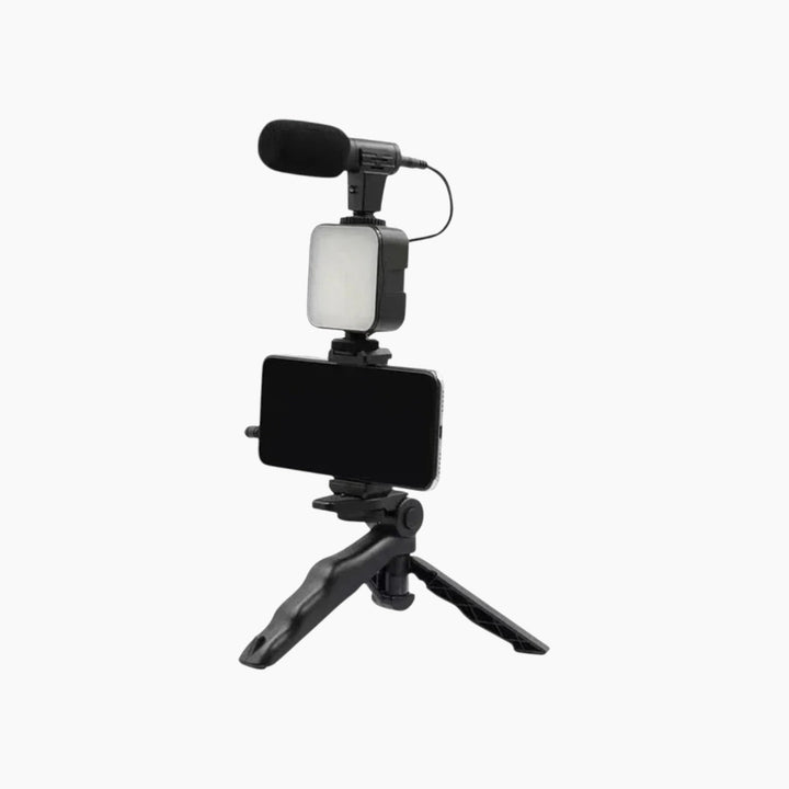LED fill light cell phone tripod kit with microphone for live streaming, ABS plastic