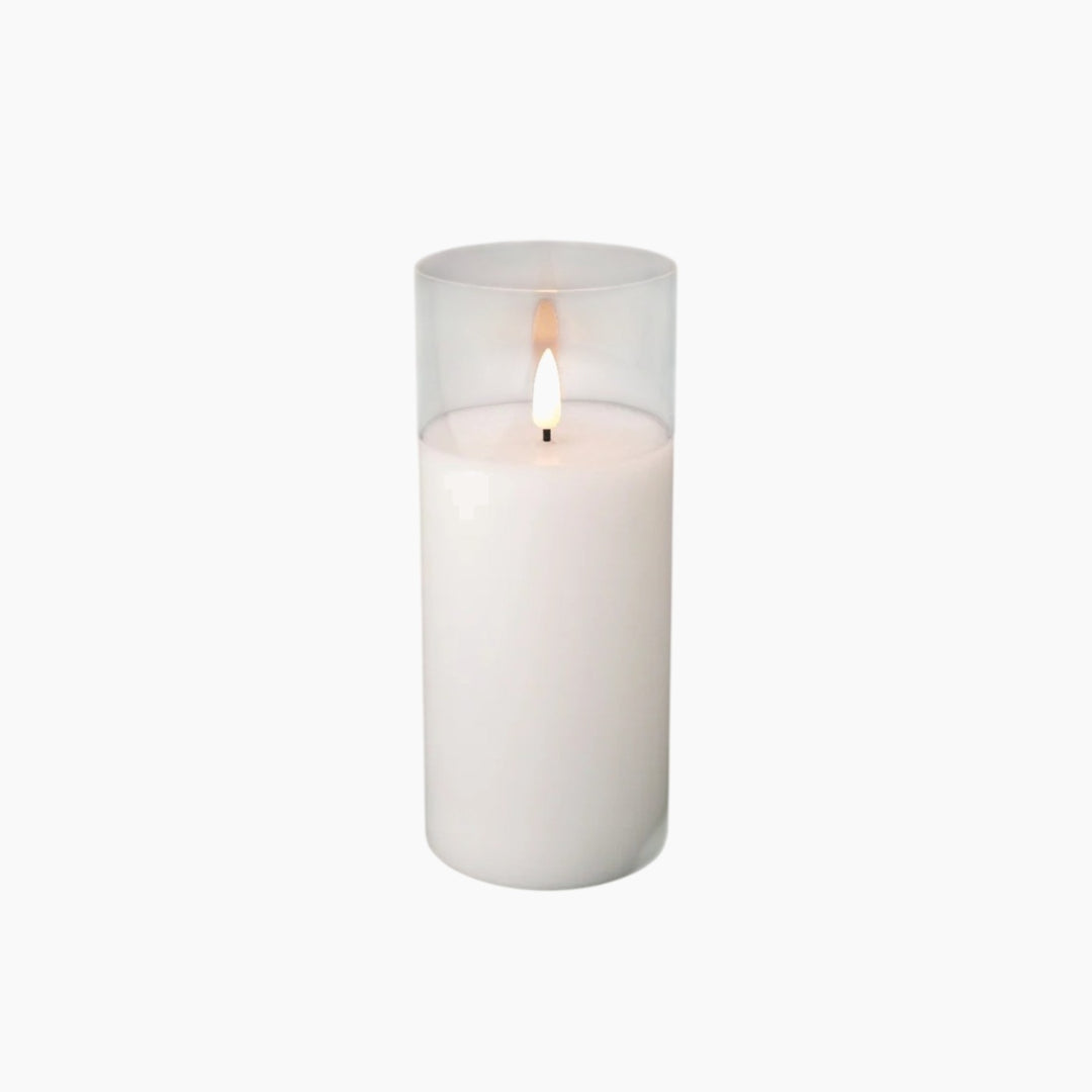 LED Wick Candle Glass Cylinder Bo Indoor