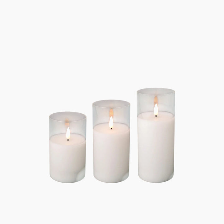 LED Wick Candle Glass Cylinder Bo Indoor