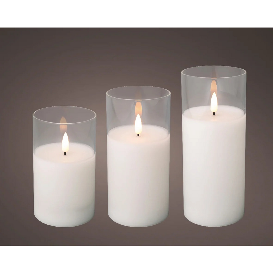 LED Wick Candle Glass Cylinder Bo Indoor
