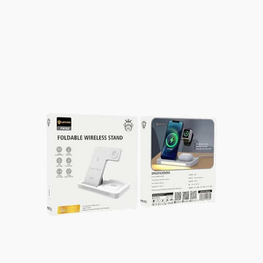 Lenyes 3 in 1 foldable wireless charger in white