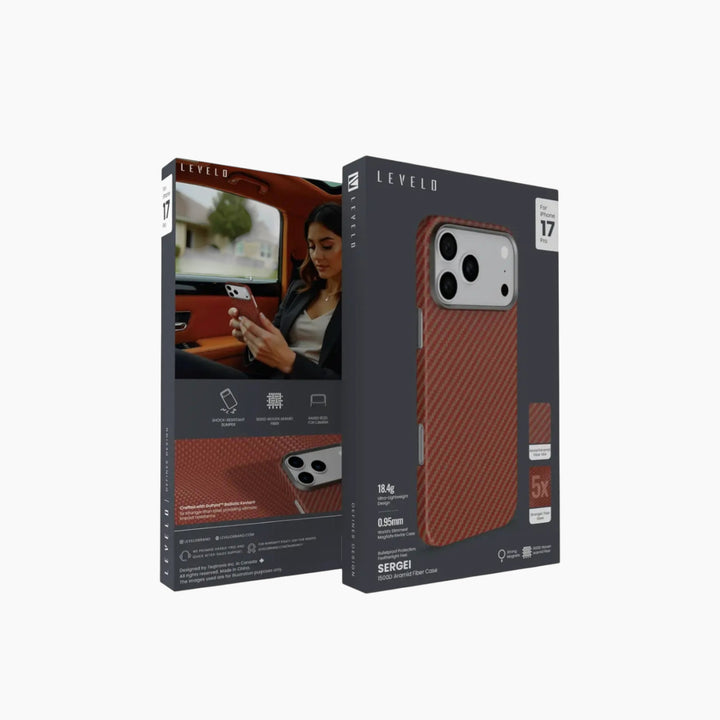 LEVELO Sergei Aramid Fiber iPhone Case with shock-resistant bumper
