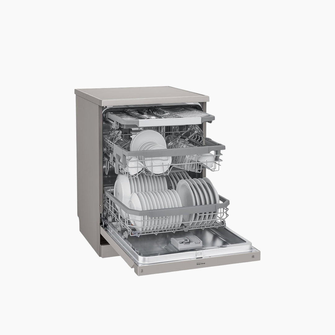 LG QuadWash Steam Dishwasher,14 Place Settings ThinQ Platinum Silver