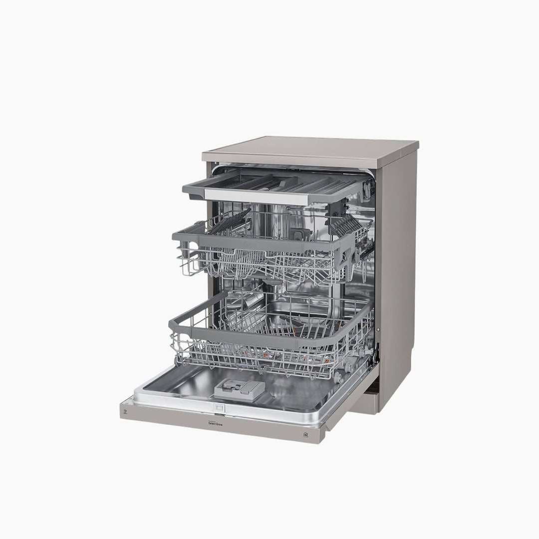 LG QuadWash Steam Dishwasher,14 Place Settings ThinQ Platinum Silver