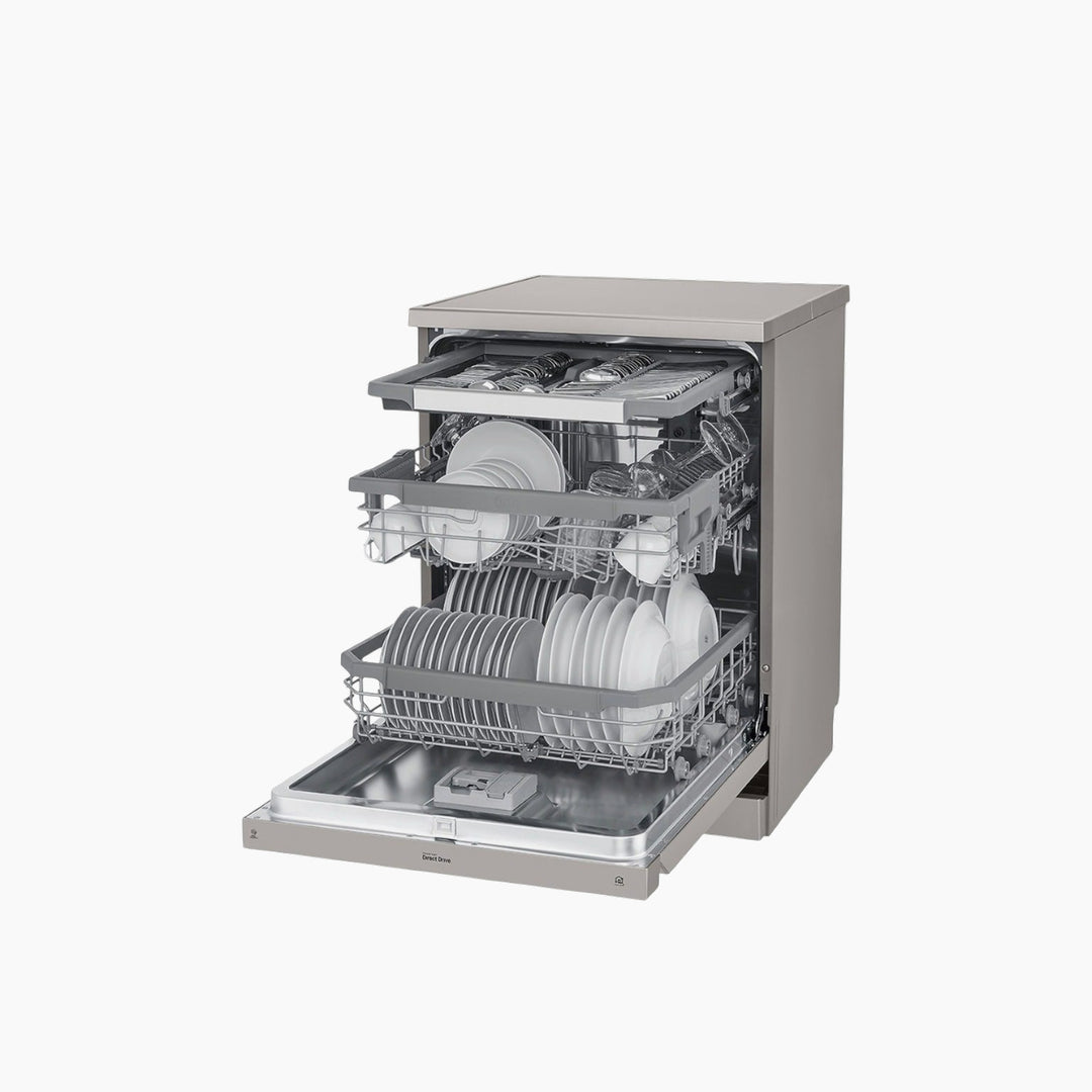 LG QuadWash Steam Dishwasher,14 Place Settings ThinQ Platinum Silver