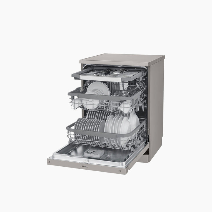 LG QuadWash Steam Dishwasher,14 Place Settings ThinQ Platinum Silver