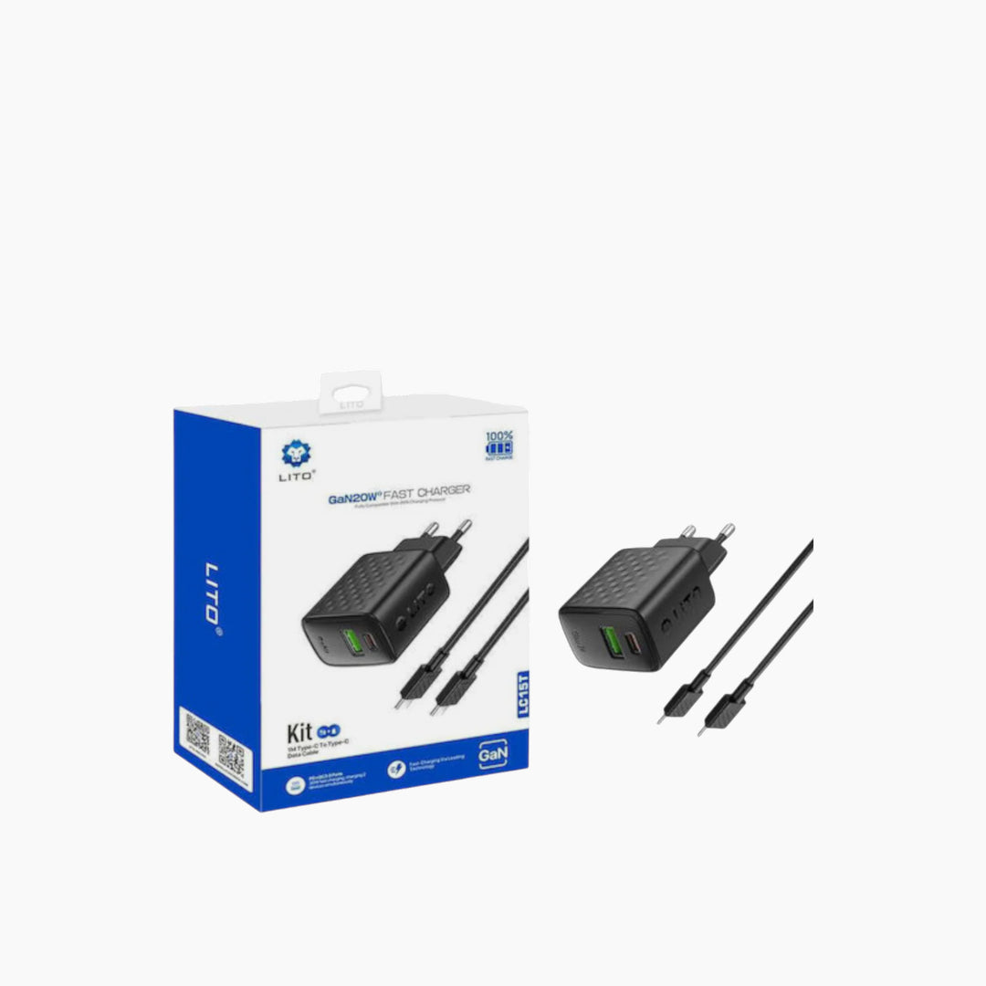LITO LC24T 65W GaN charging adapter with detachable USB-C cable