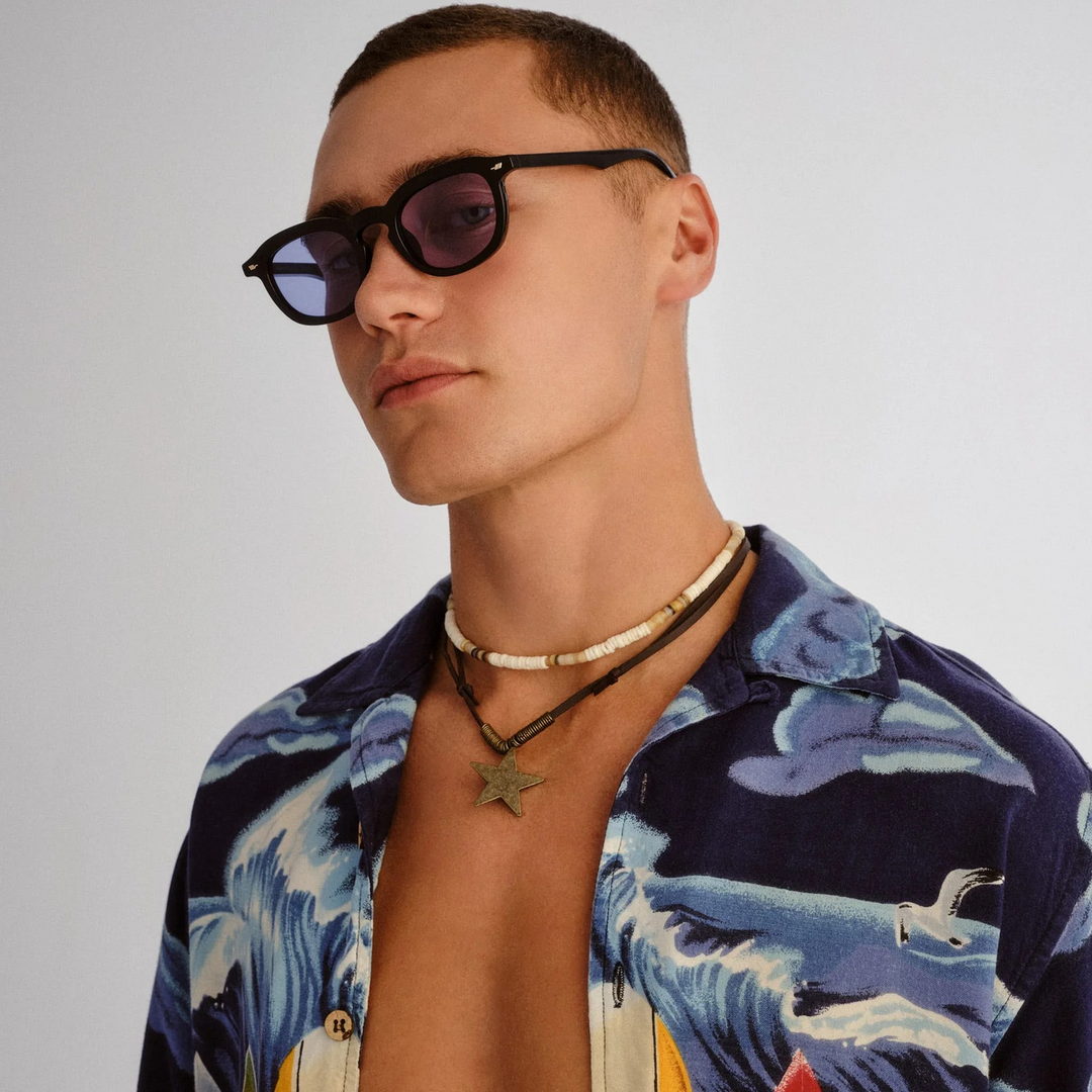 Le Specs Heart Throb Black Uni-Sex Round Sunglasses - HUNA
