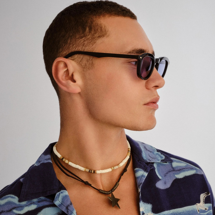 Le Specs Heart Throb Black Uni-Sex Round Sunglasses - HUNA