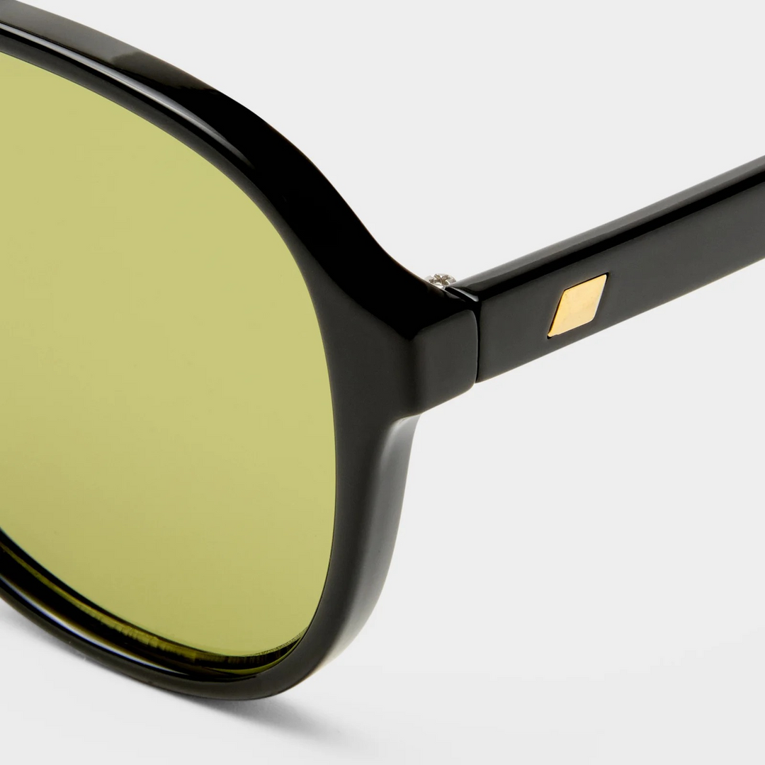 Le Specs Tragic Magic aviator sunglasses in black with olive lenses