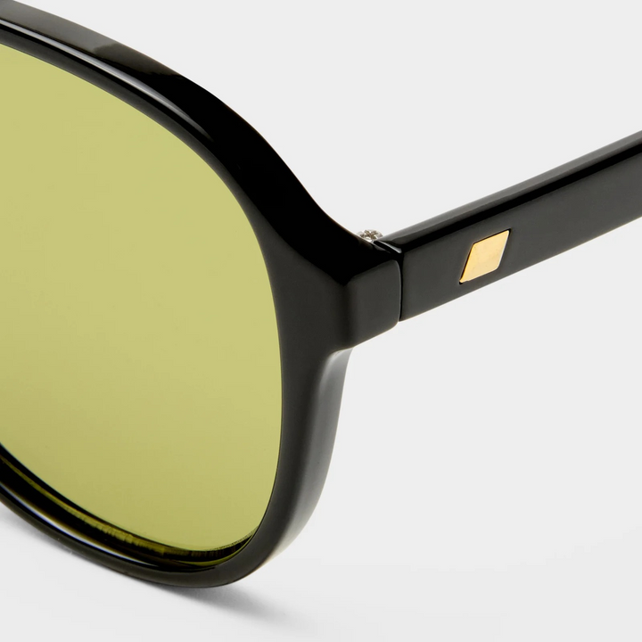 Le Specs Tragic Magic aviator sunglasses in black with olive lenses