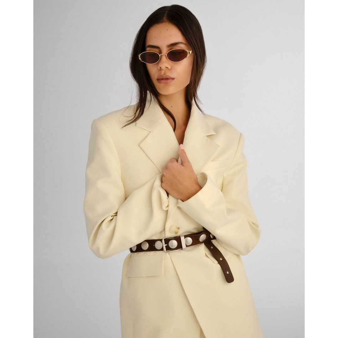 Luv Lou The Paloma Gold Brown Female Oval Sunglasses - HUNA