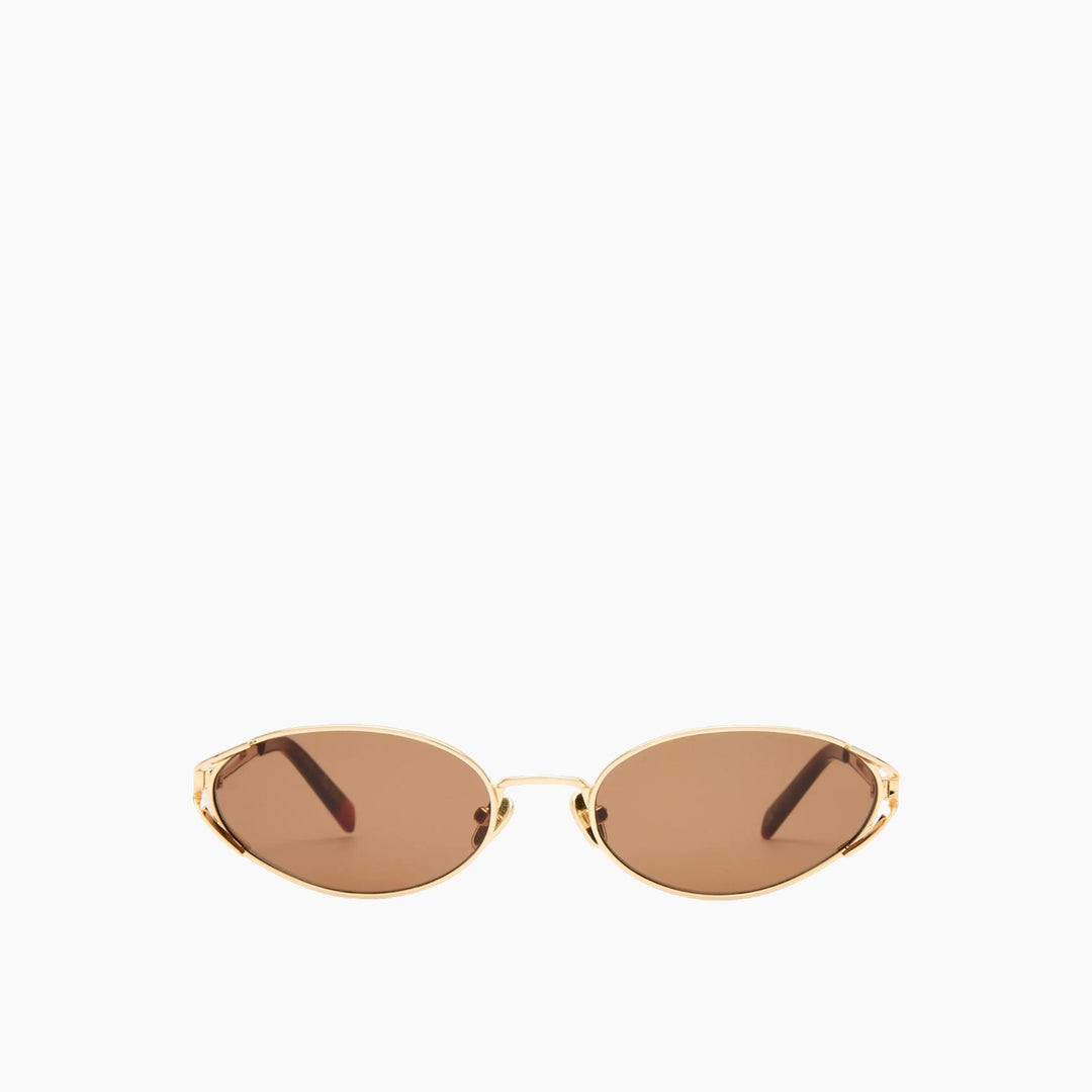 Luv Lou The Paloma Gold Brown Female Oval Sunglasses - HUNA