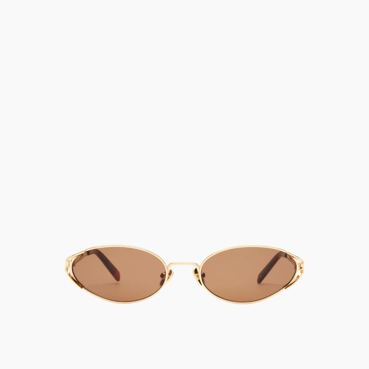 Luv Lou The Paloma Gold Brown Female Oval Sunglasses - HUNA