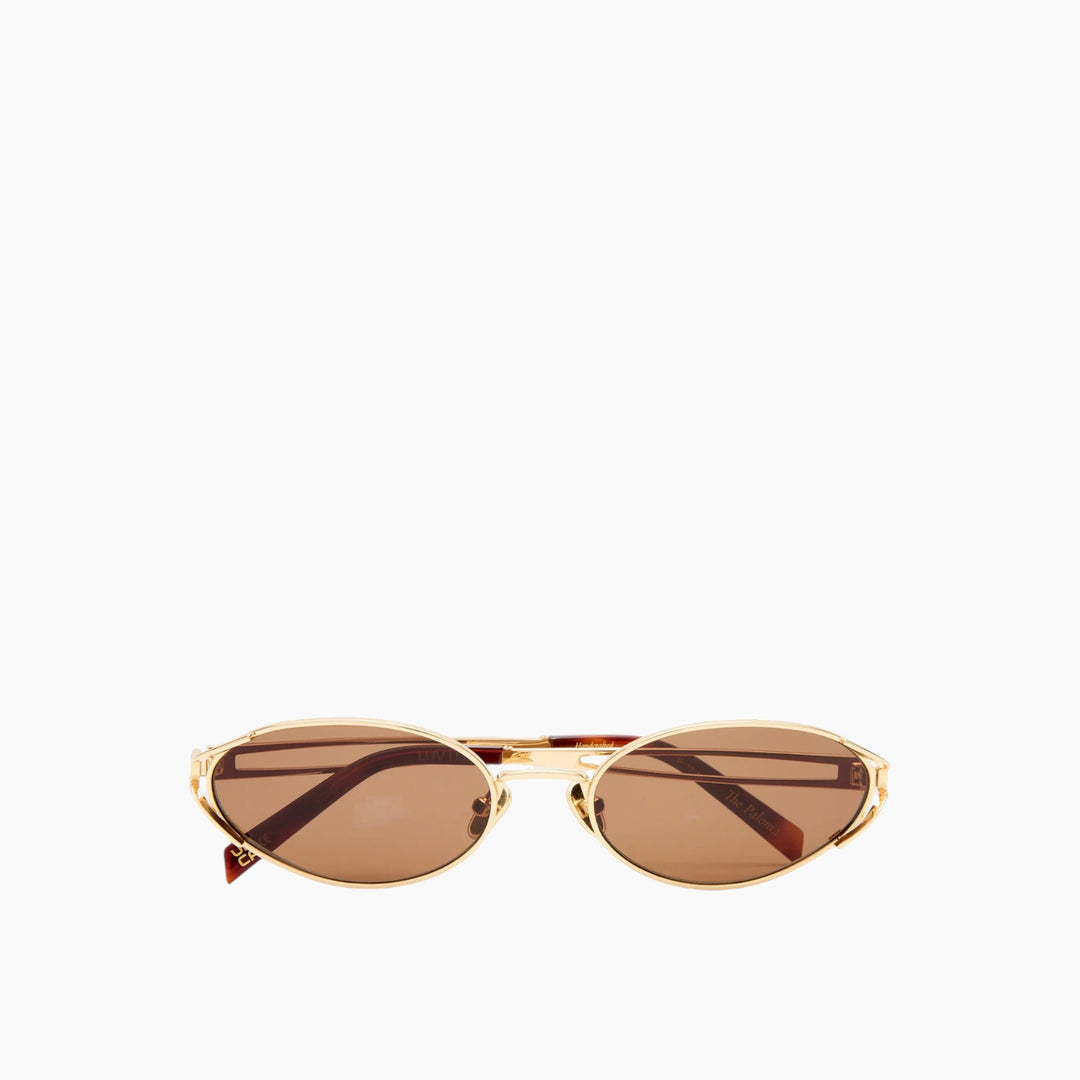 Luv Lou The Paloma Gold Brown Female Oval Sunglasses - HUNA