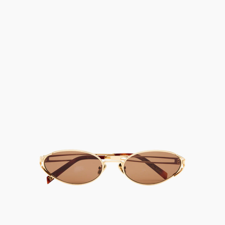 Luv Lou The Paloma Gold Brown Female Oval Sunglasses - HUNA