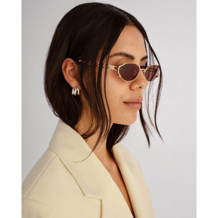 Luv Lou The Paloma Gold Brown Female Oval Sunglasses - HUNA
