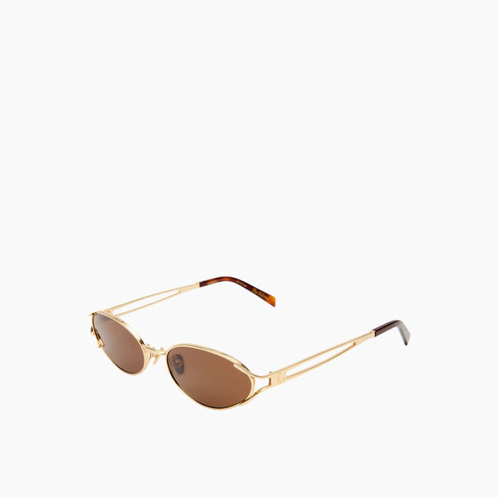 Luv Lou The Paloma Gold Brown Female Oval Sunglasses - HUNA