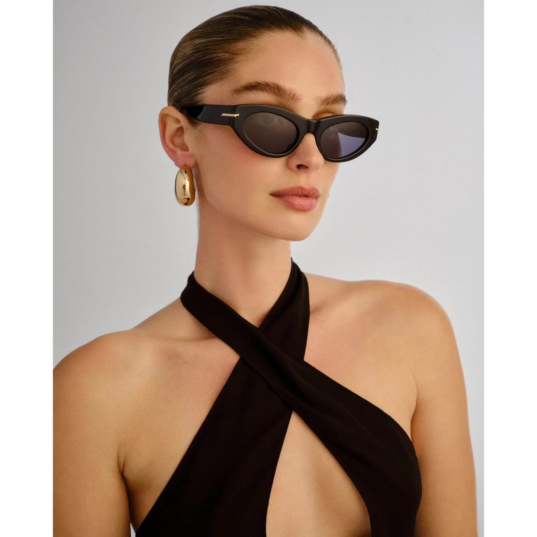 Luv Lou The Sofia Black Polarized Female Cat-Eye Sunglasses - HUNA