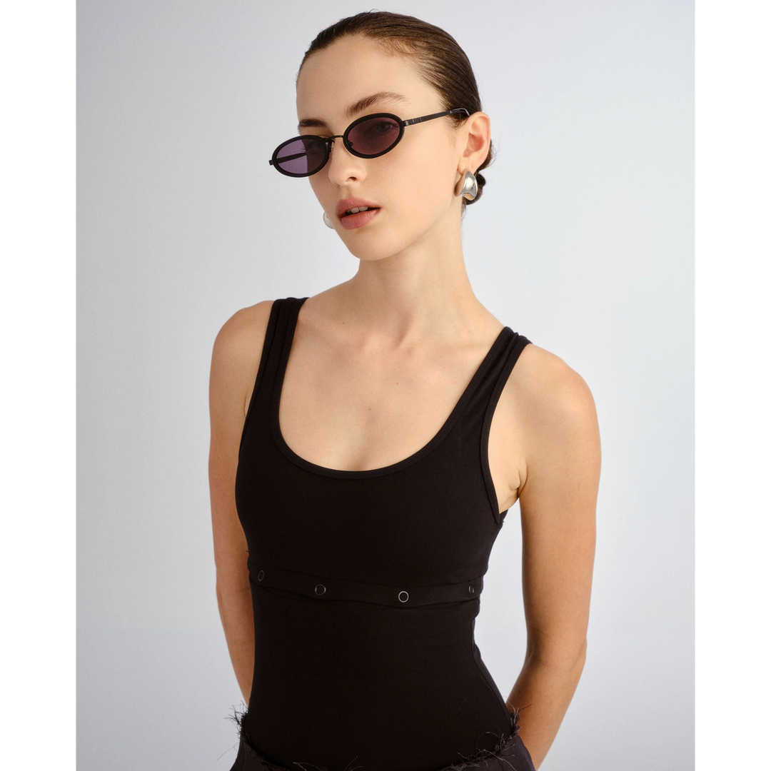 Luv Lou The Sage Black Female Oval Sunglasses