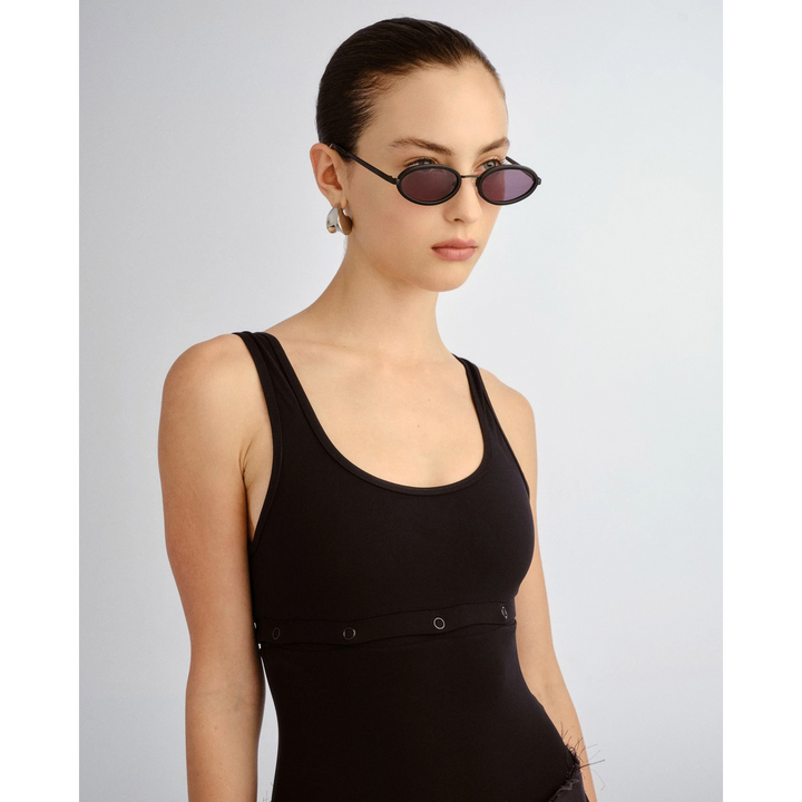 Luv Lou The Sage Black Female Oval Sunglasses