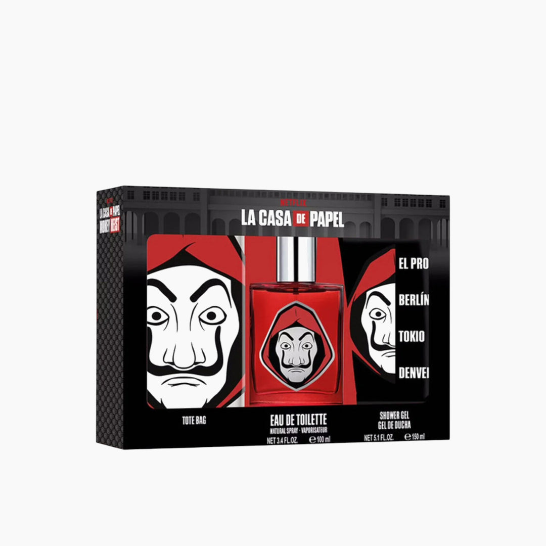 Air-Val La Casa De Papel EDT 100Ml + Shower Gel 150Ml + Tote Bag Gift Set For Kids - HUNA