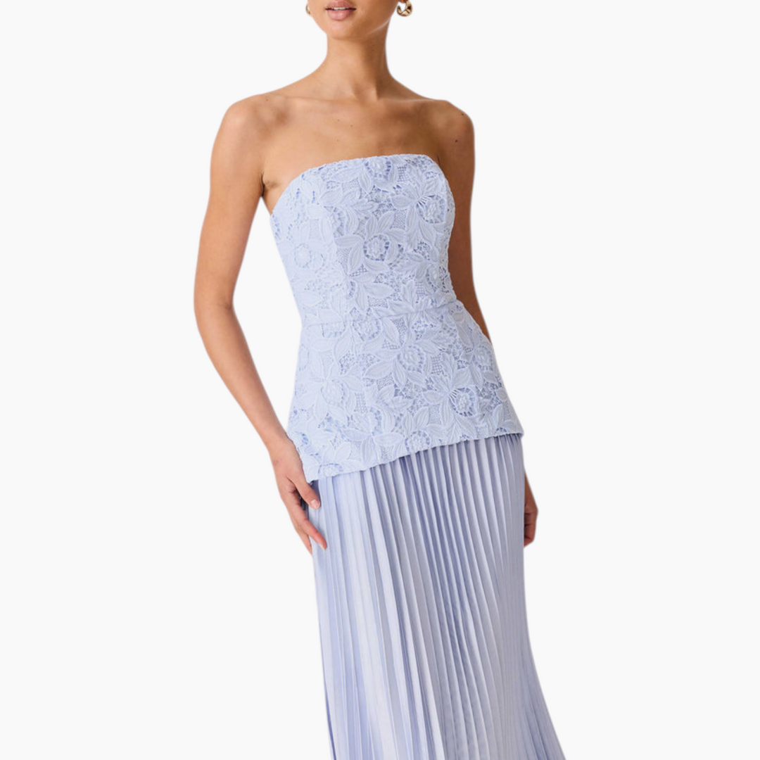 Elliatt Lacy Strapless Gown in Powder Blue