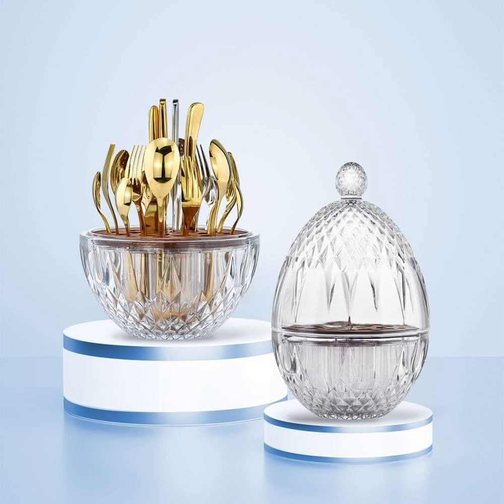 Large Crystal Cutlery Holder - HUNA