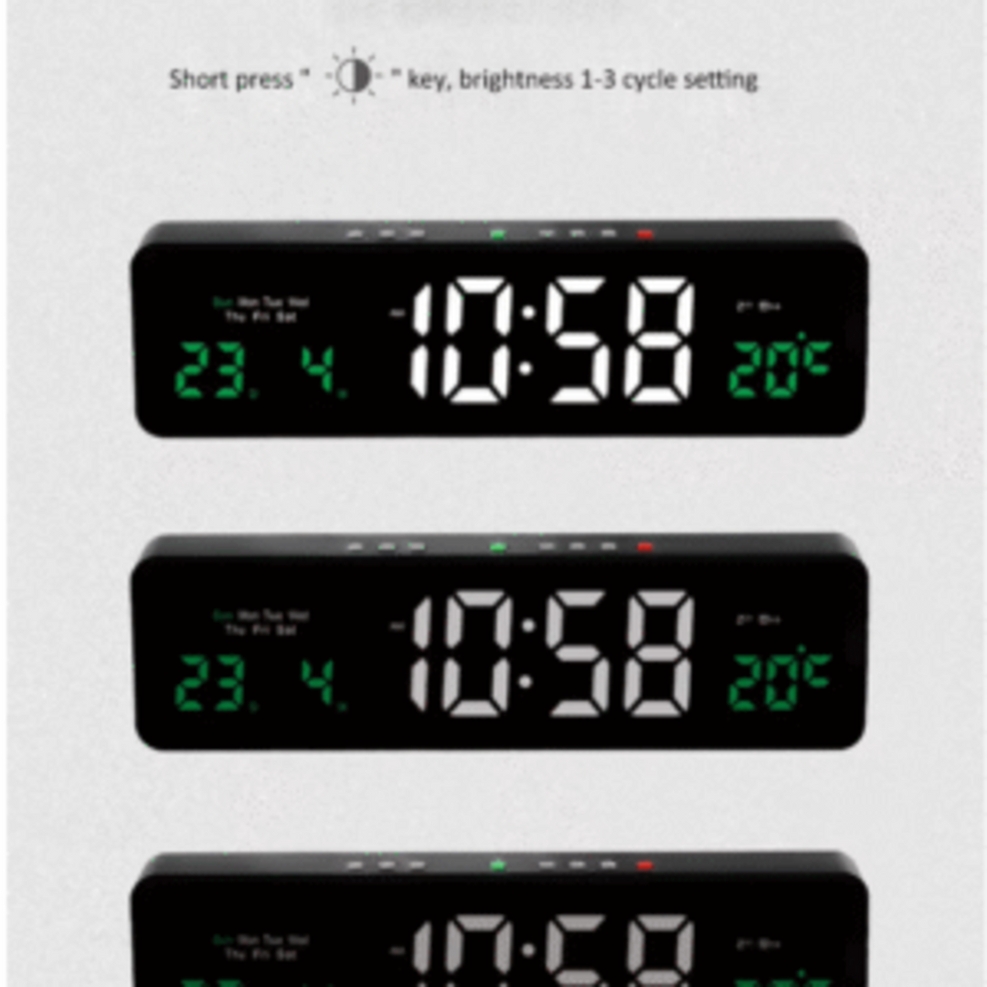 Generic Large Rechargeable Wooden LED Clock