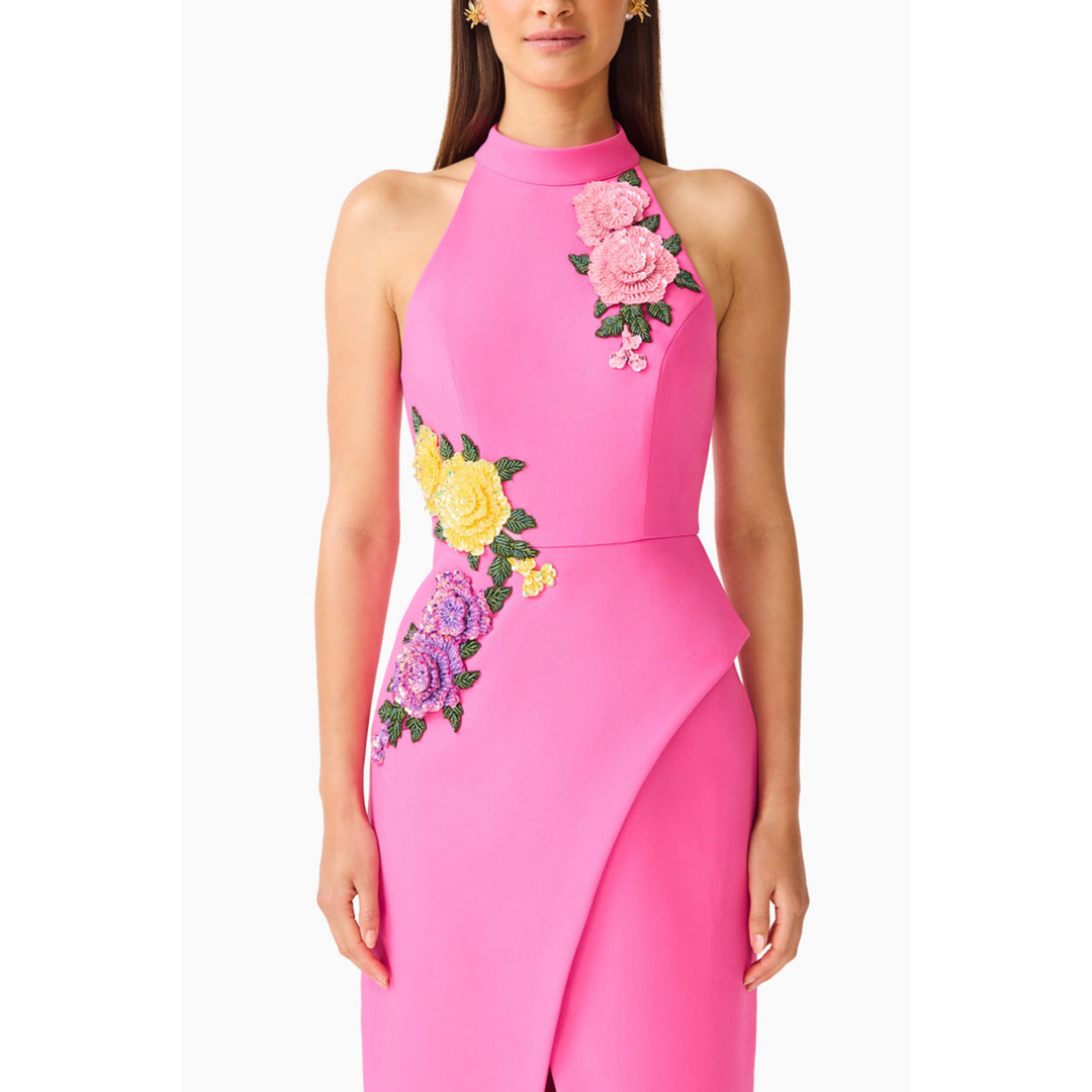 Elliatt Laurentia Halter Maxi Dress in Fuchsia Pink